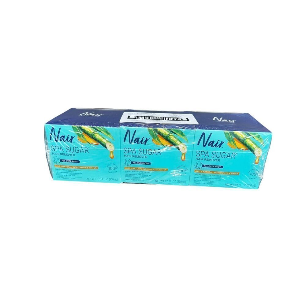 3 NAIR Spa Sugar Hair Remover All-Over Body Natural Ingredients 8.5 fl oz